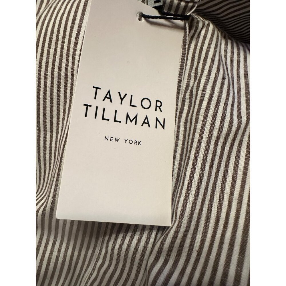 Taylor Tillman Samantha Dress M Brown Striped Cotton Long Sleeve Belted Midi - Picture 5 of 8
